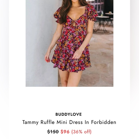Buddy Love Tammy Floral Ruffle Mini Dress Size S Puff Sleeve Shirred Back - Picture 12 of 15